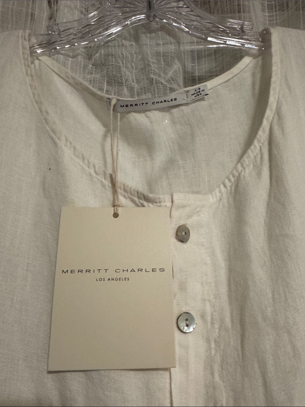 Merritt Charles Cream Linen Button-Front Shirt Dress